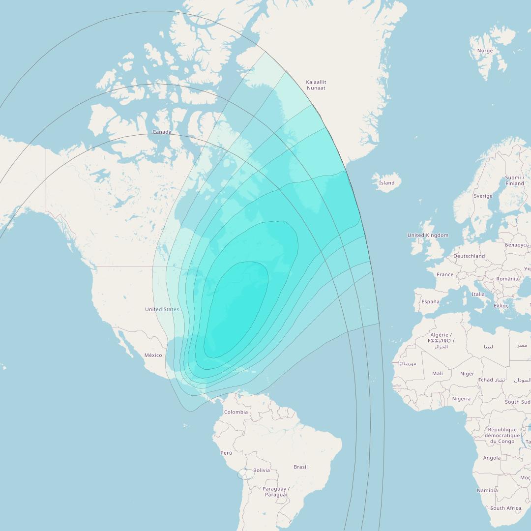 Skyterra 1 at 101° W downlink L-band TLEM1 beam coverage map