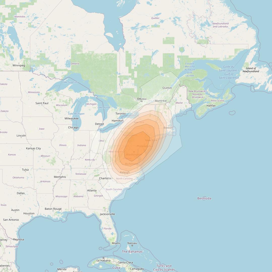 Directv 12 at 103° W downlink Ka-band A1B1 (Baltimore) Spot beam coverage map