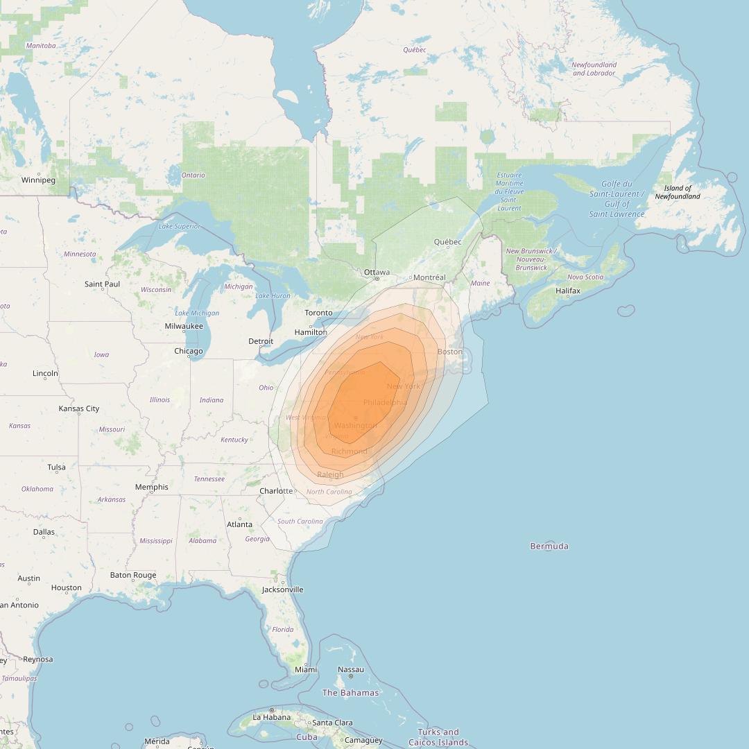 Directv 10 at 103° W downlink Ka-band A1B1 (Baltimore) Spot beam coverage map