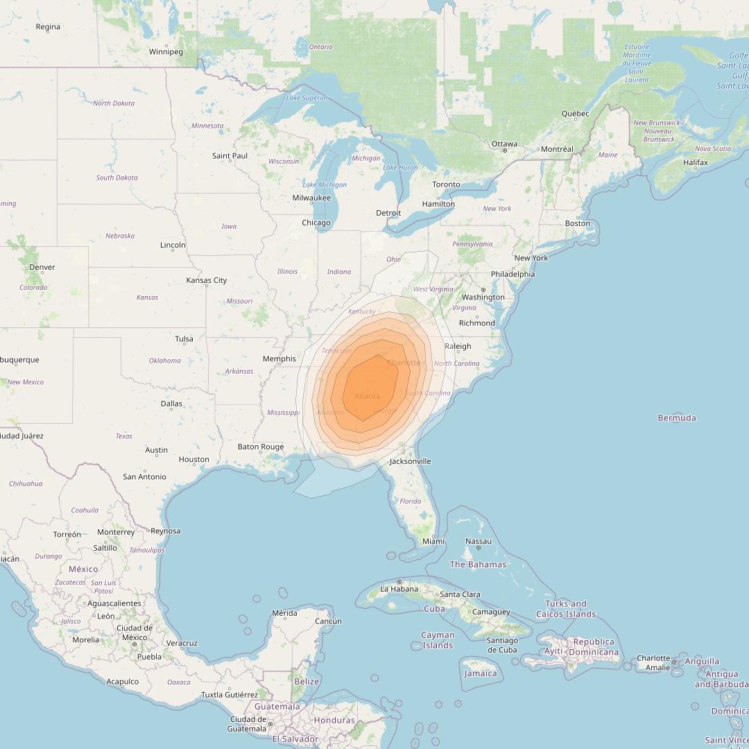 Directv 10 at 103° W downlink Ka-band A1B3 (Atlanta) Spot beam coverage map