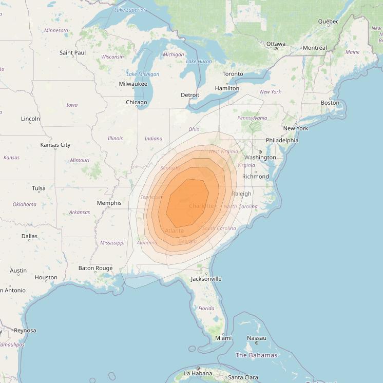 Directv 10 at 103° W downlink Ka-band A2B4 (Knoxville) Spot beam coverage map