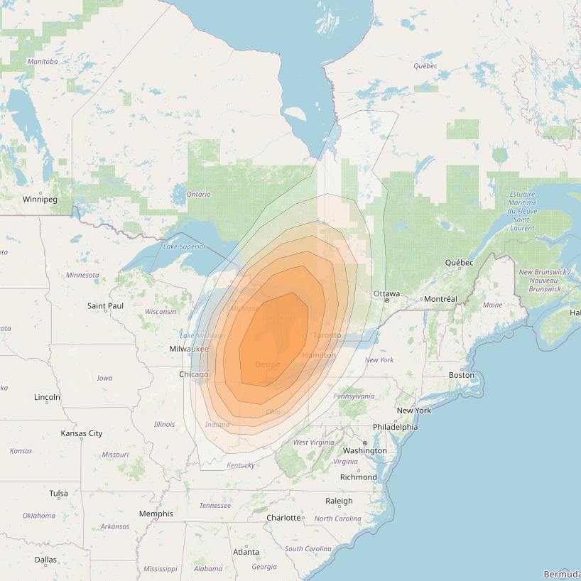 Directv 10 at 103° W downlink Ka-band A2B5 (Detroit) Spot beam coverage map