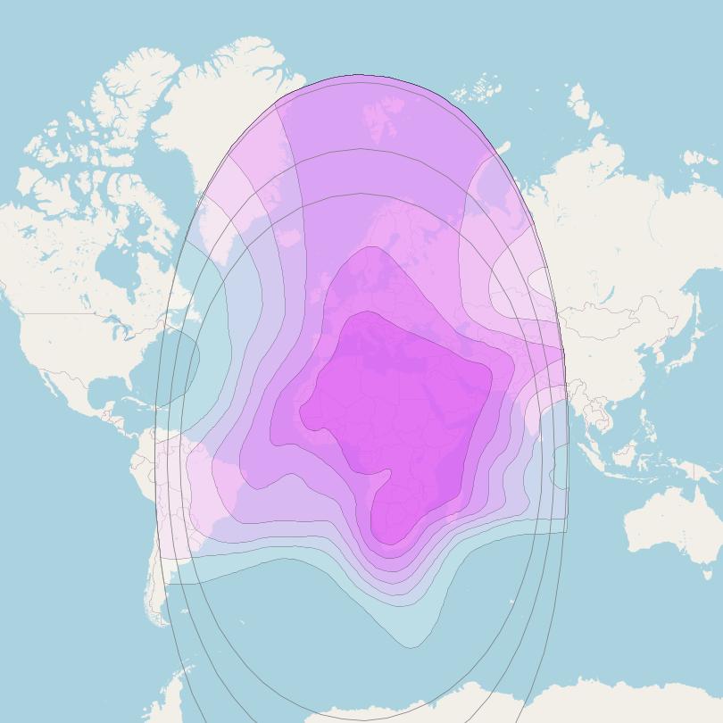 Eutelsat 10A at 10° E downlink C-band Global Beam coverage map