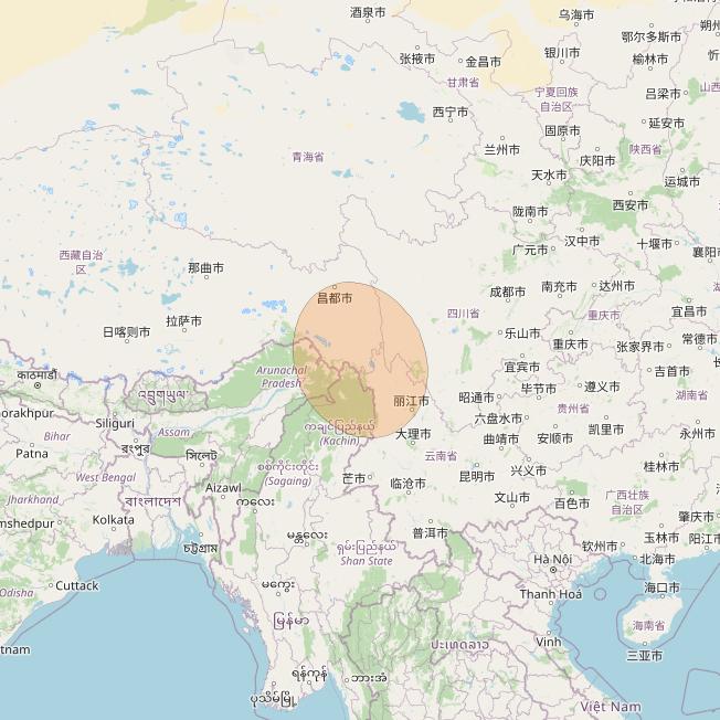 Chinasat 16 at 110° E downlink Ka-band S13 User Spot beam coverage map