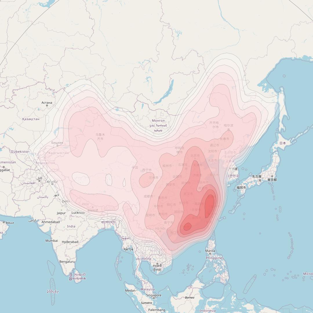 ChinaSat 10 at 110° E downlink Ku-band China beam coverage map