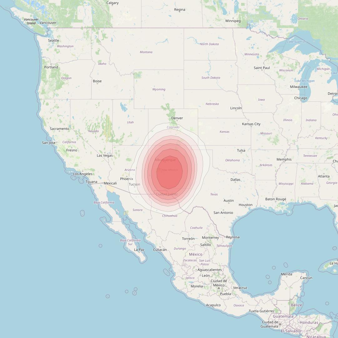 Echostar 10 at 110° W downlink Ku-band Spot CentralNewMexicoT31 Beam coverage map
