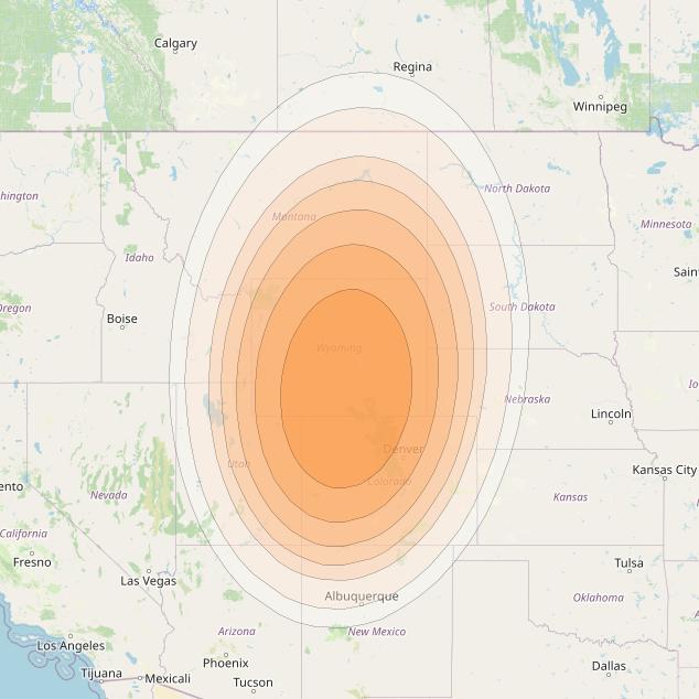 Wildblue 1 at 111° W downlink Ka-band Gateway Cheyenne (GW11) beam coverage map