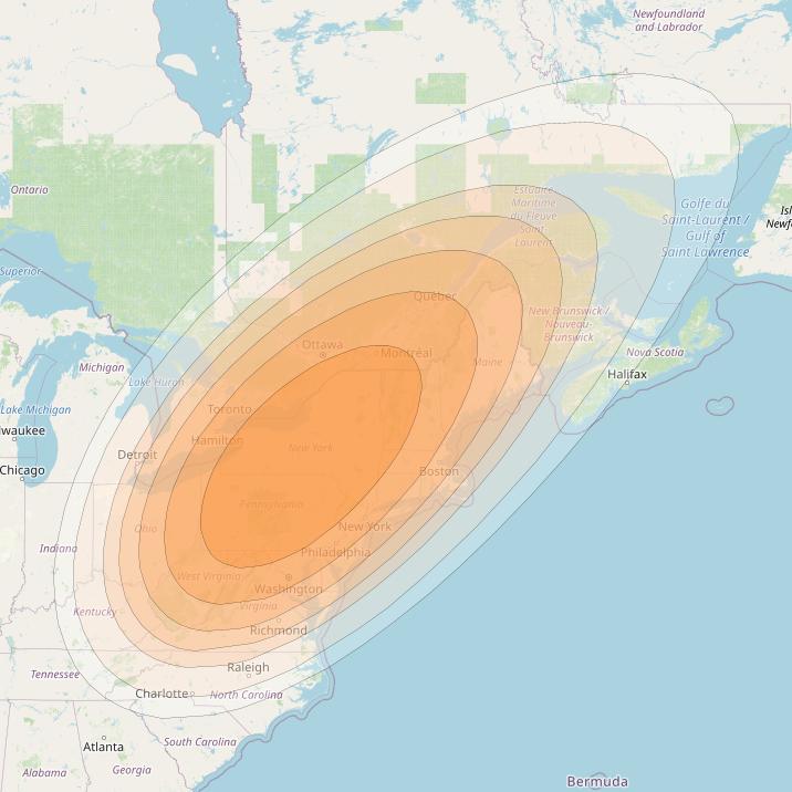 Wildblue 1 at 111° W downlink Ka-band Gateway Syracuse (GW16) beam coverage map