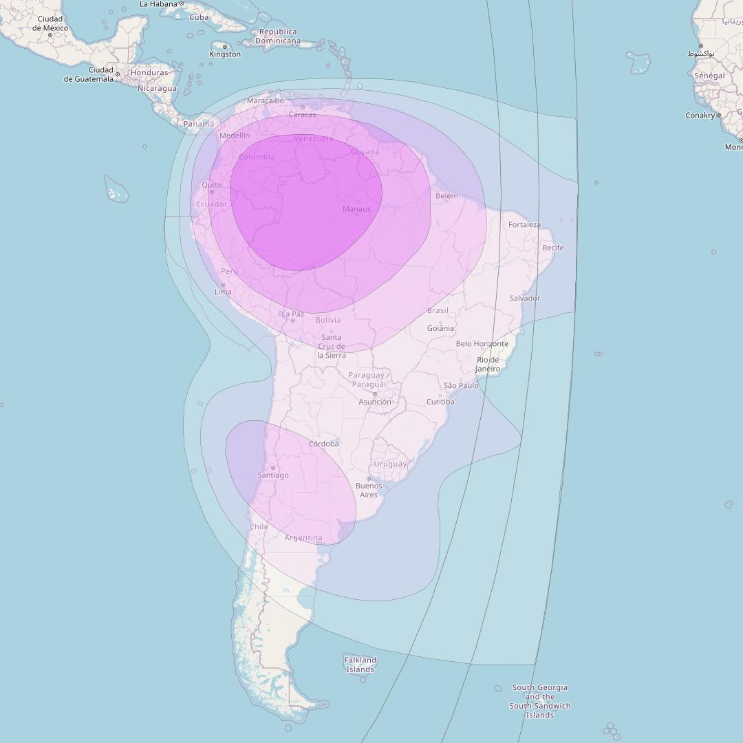 Eutelsat 113 West A at 113° W downlink C-band South America Beam coverage map
