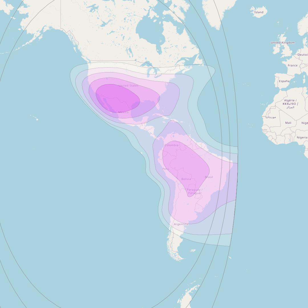 Eutelsat 113 West A at 113° W downlink C-band Continental Beam coverage map