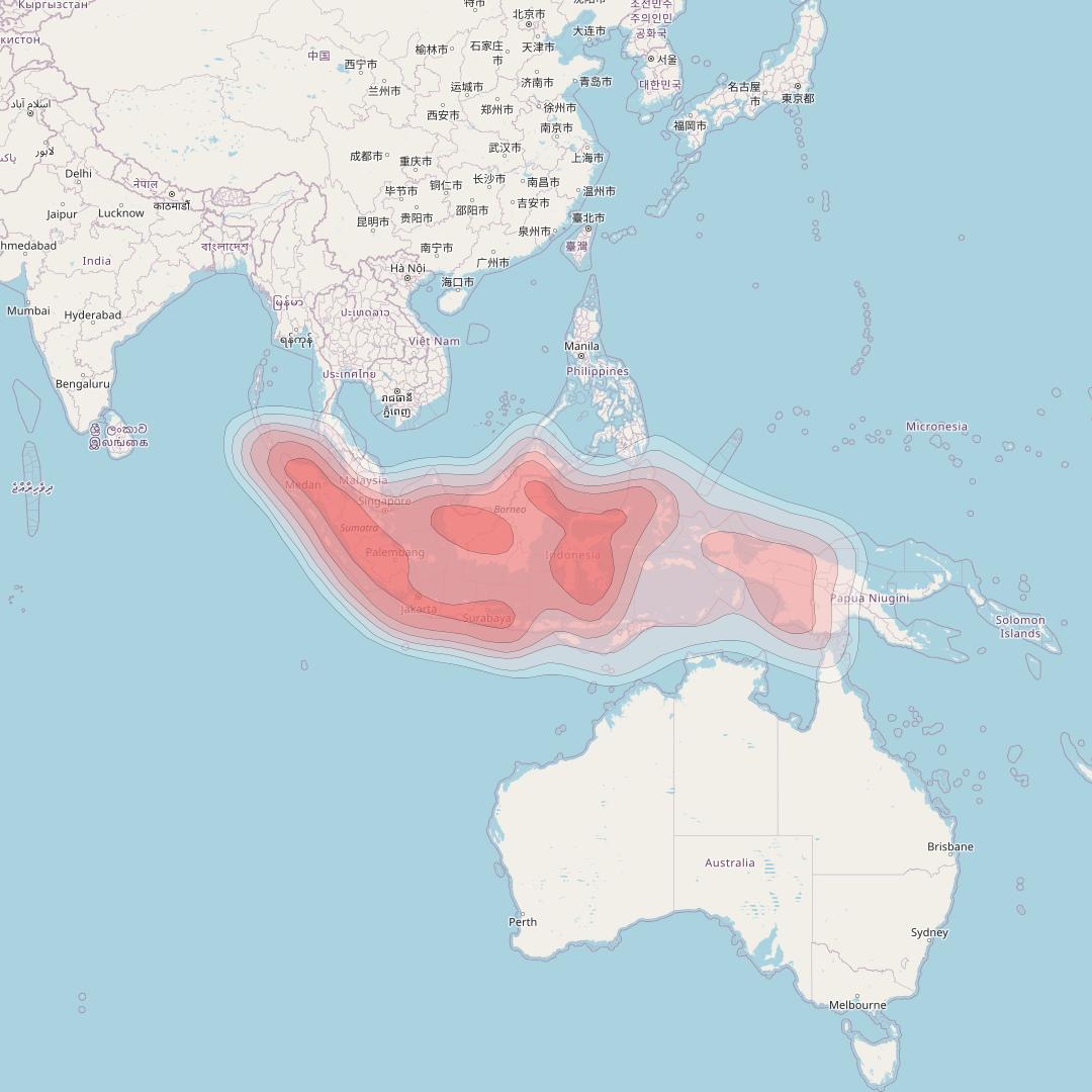 Koreasat 7 at 116° E downlink Ku-band South East Asia beam coverage map