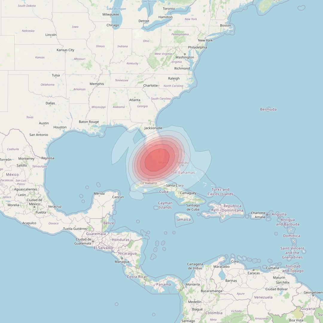 Echostar 14 at 119° W downlink Ku-band Spot B21 (Miami) beam coverage map