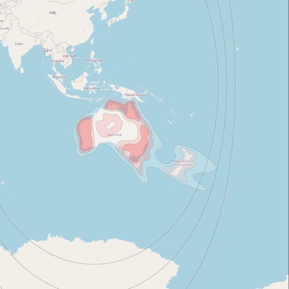 Asiasat 9 at 122° E downlink Ku-band Australasia beam coverage map