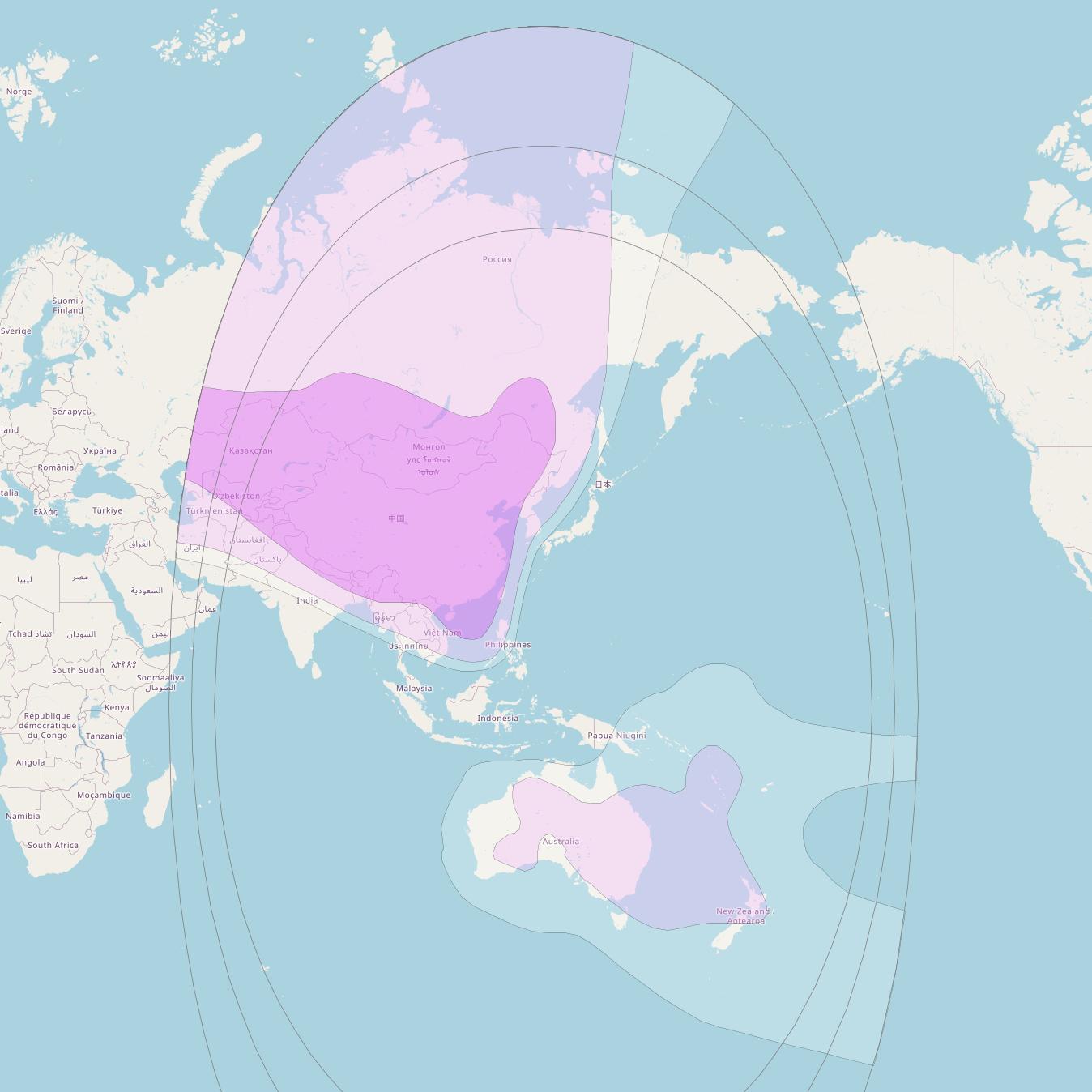 Chinasat 6C at 130° E downlink C-band China Aus+NZ+South Pacific beam coverage map