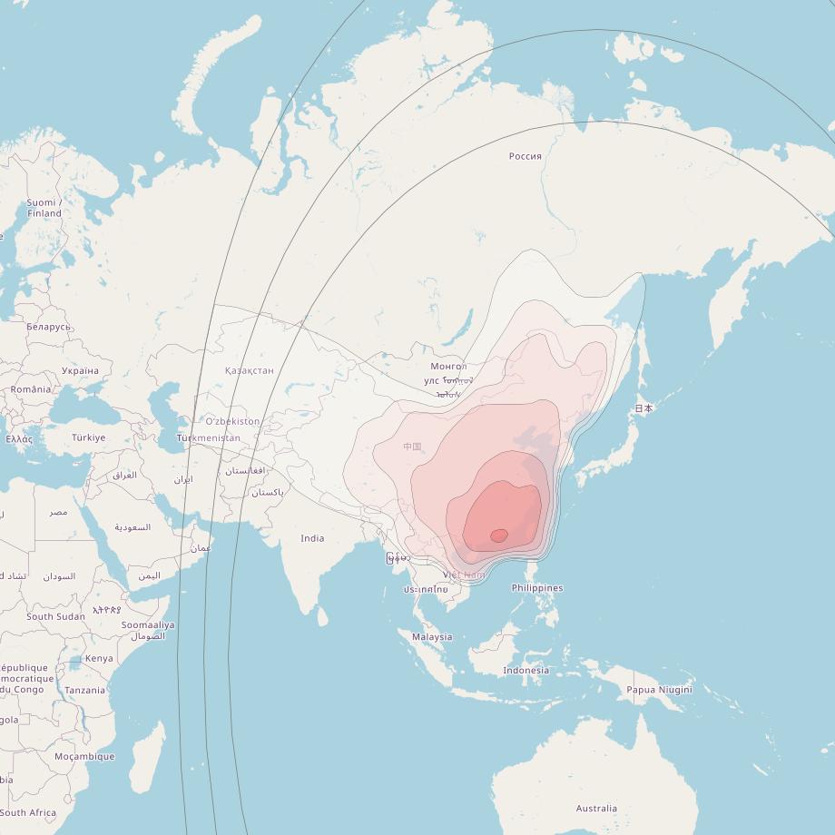 APSTAR 6C at 134° E downlink Ku-band China beam coverage map