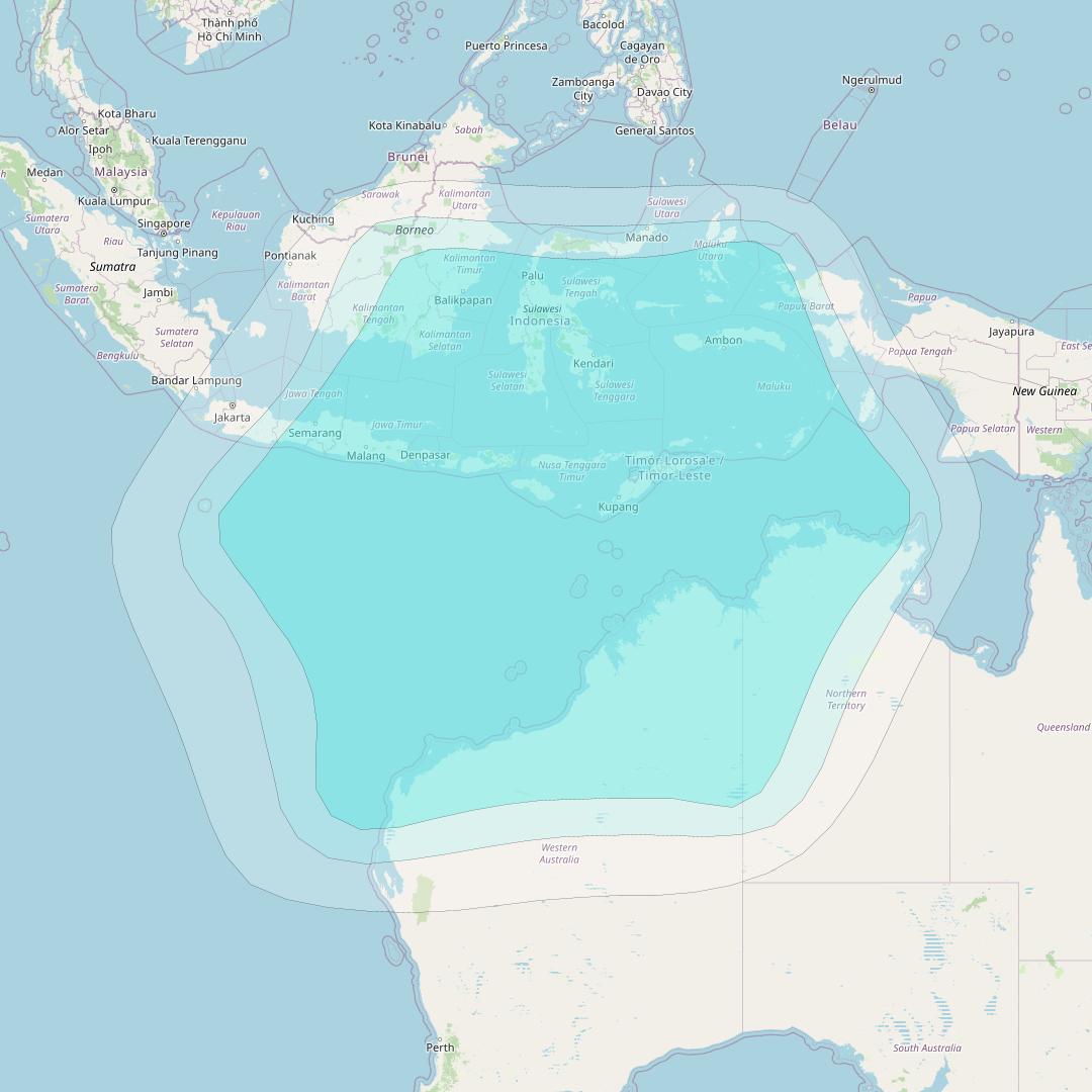 Inmarsat-4F1 at 143° E downlink L-band R014 Regional Spot beam coverage map