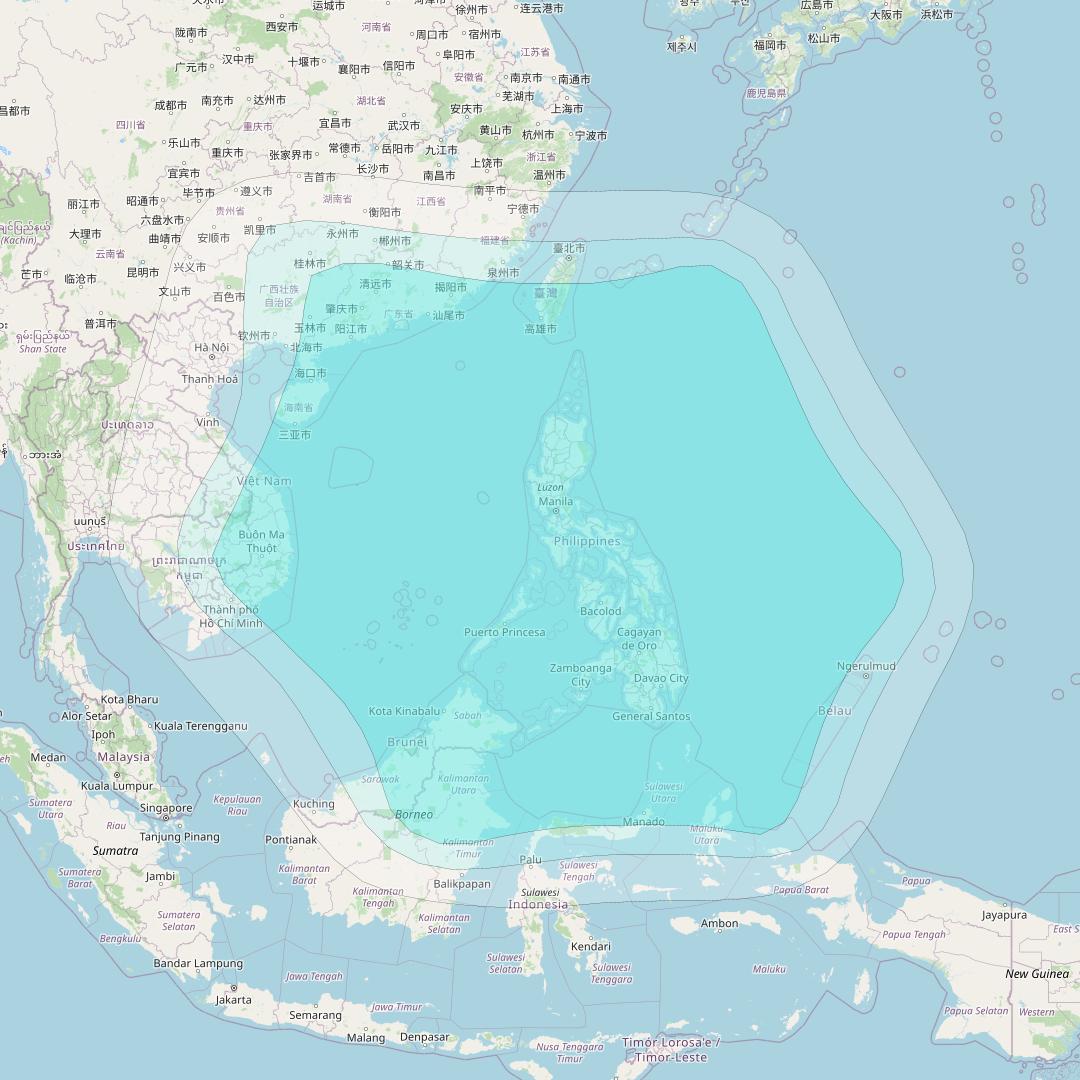 Inmarsat-4F1 at 143° E downlink L-band R015 Regional Spot beam coverage map