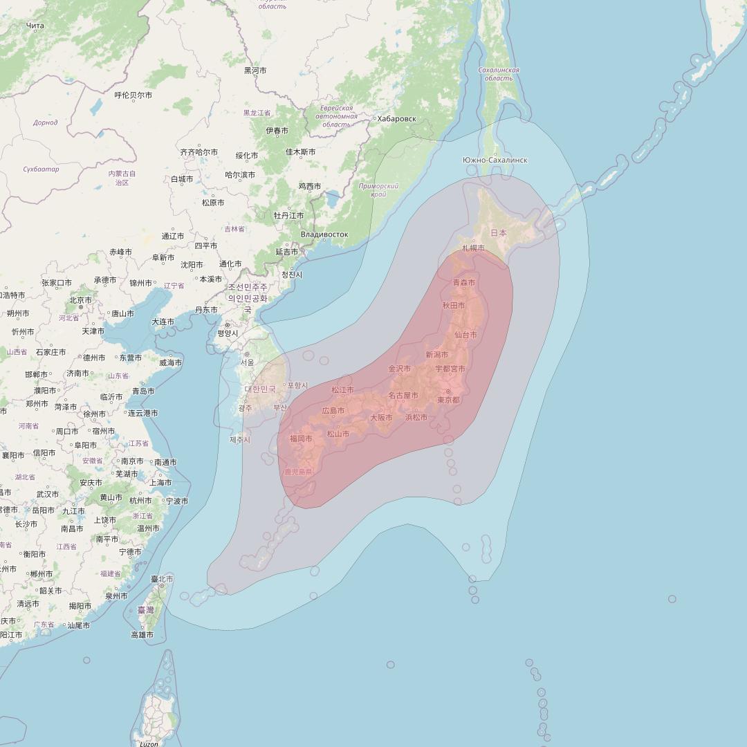 Superbird C2 at 144° E downlink Ku-band Japan Horizontal beam coverage map