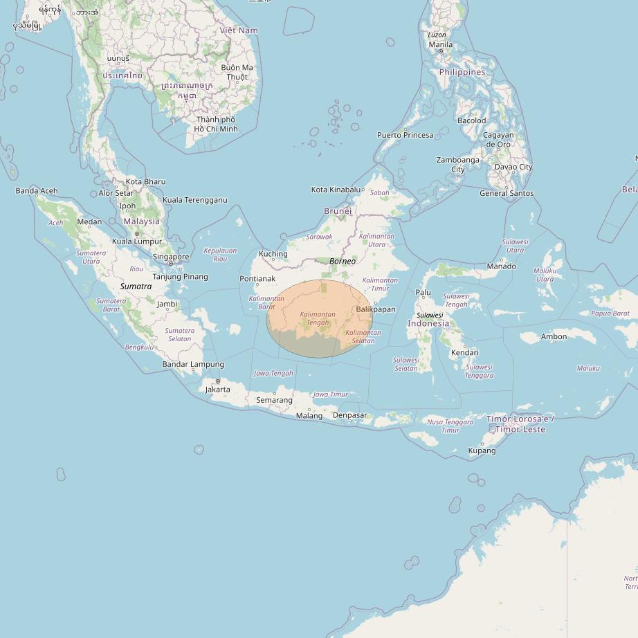 JCSat 1C at 150° E downlink Ka-band S04 (East Kalimantan/LHCP/B) User Spot beam coverage map