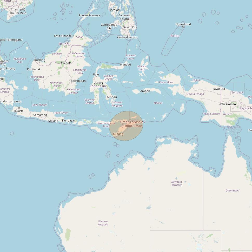 JCSat 1C at 150° E downlink Ka-band S05 (East Nusa Tenggara/RHCP/A) User Spot beam coverage map