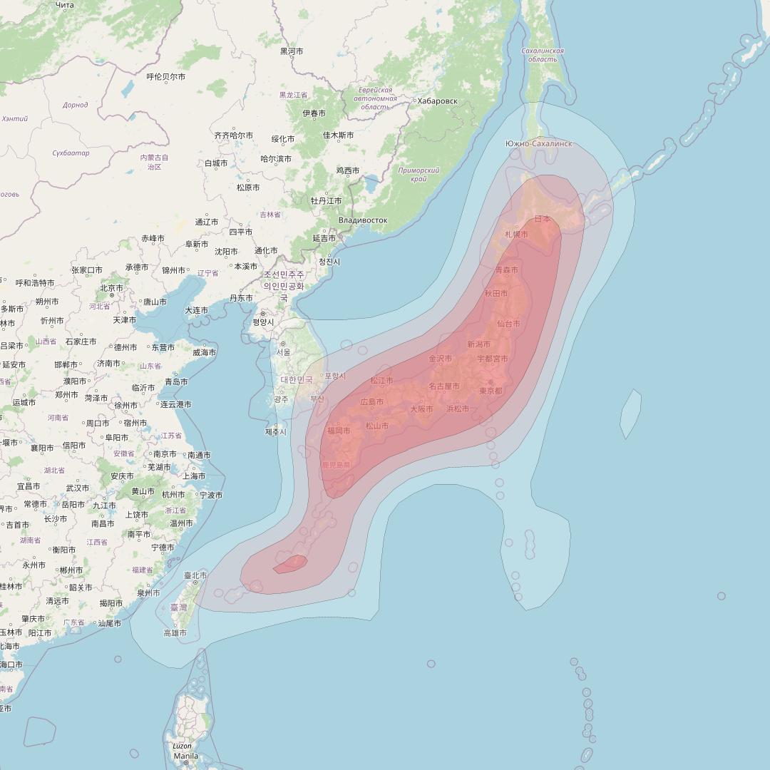 JCSat 2B at 154° E downlink Ku-band Japan beam coverage map