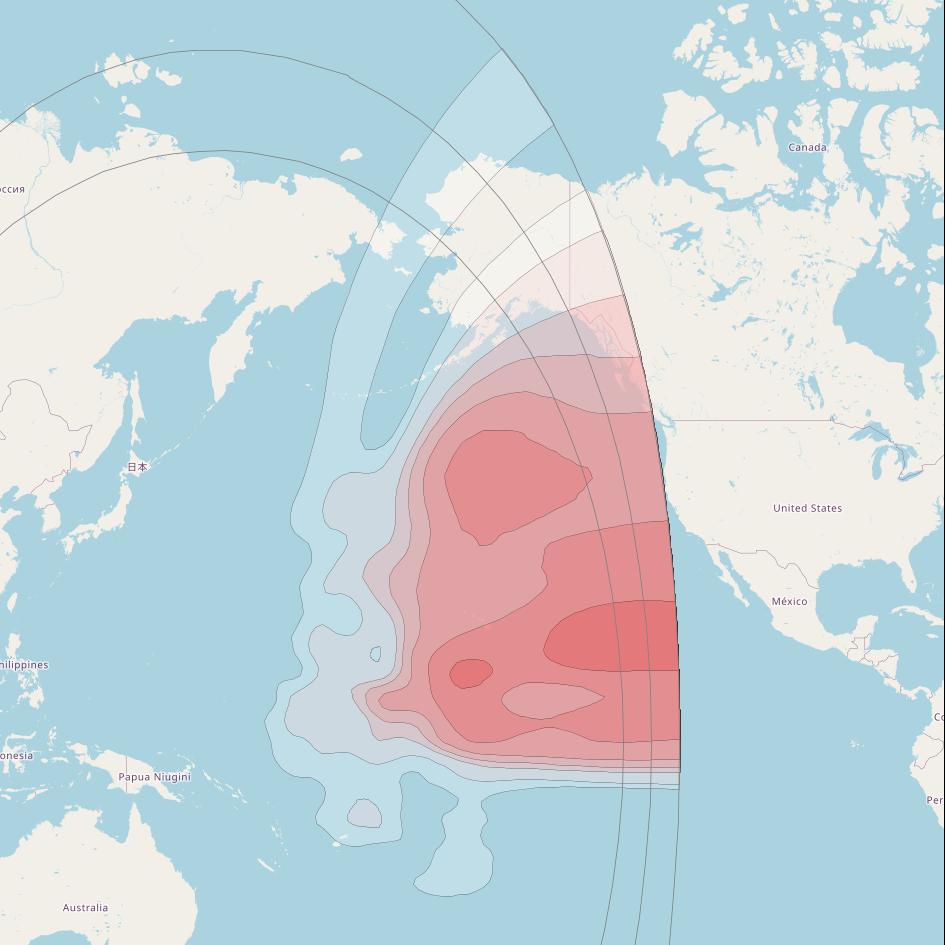 Intelsat 1R at 157° E downlink Ku-band East Pacific H beam coverage map