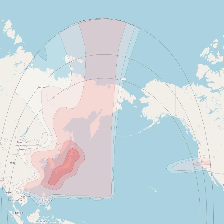 Intelsat 19 at 166° E downlink Ku-band North West Pacific (NWPKH) beam coverage map