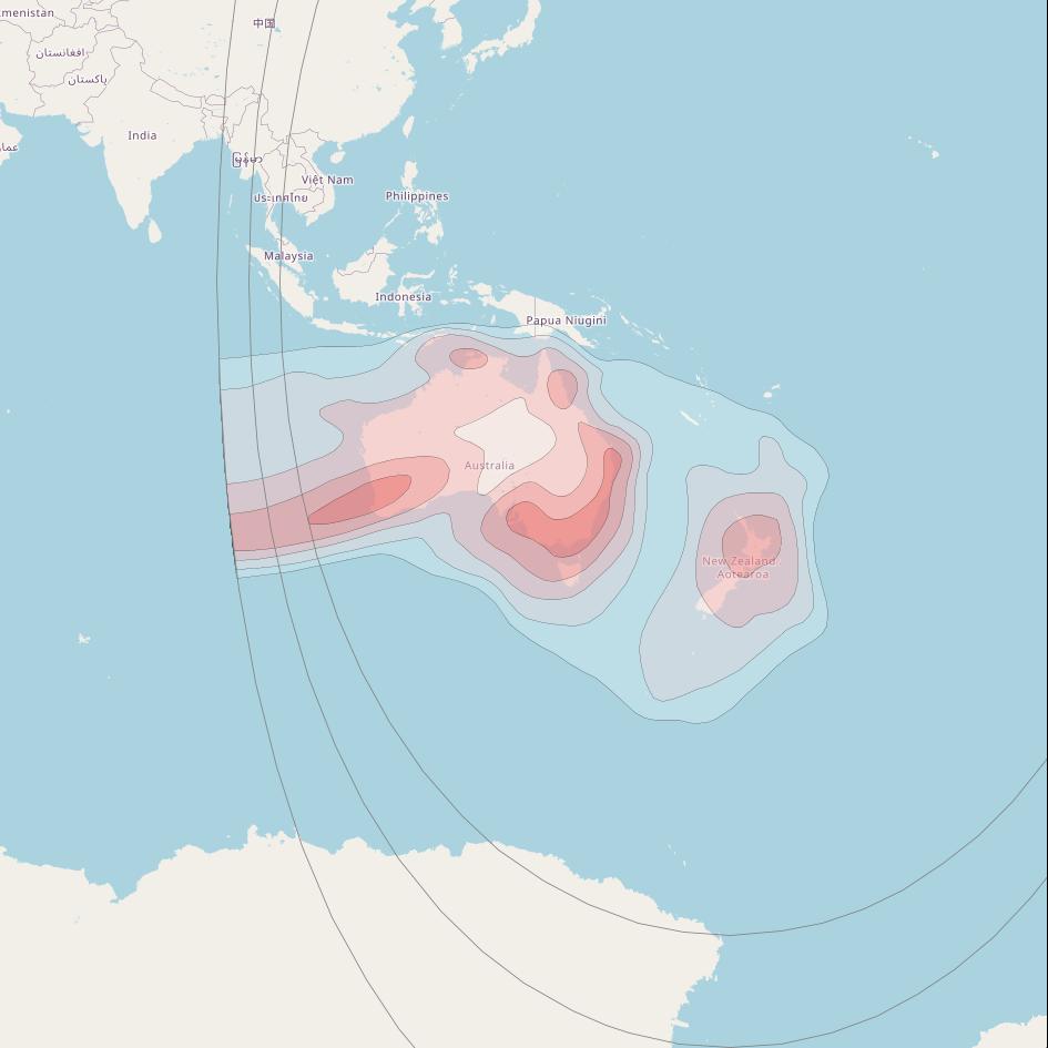 Eutelsat 172B at 172° E downlink Ku-band South Pacific beam coverage map