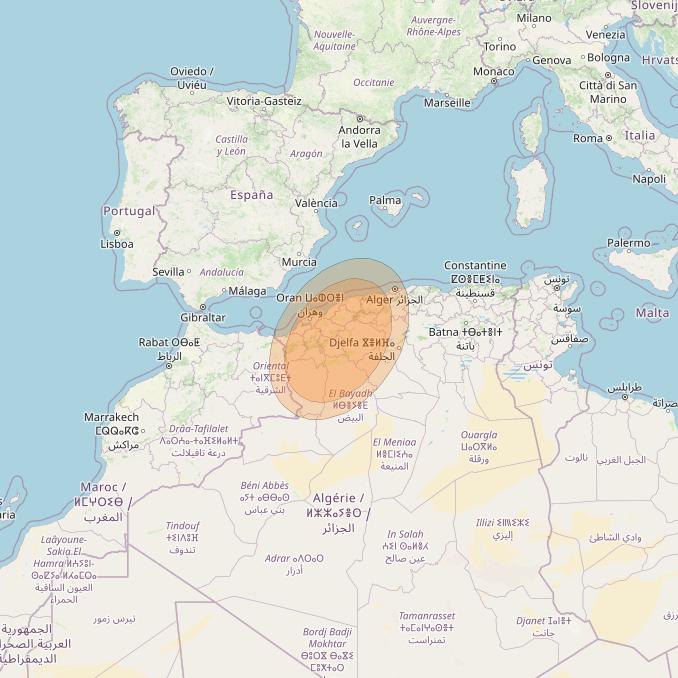 Al Yah 3 at 20° W downlink Ka-band Spot 03 User beam coverage map