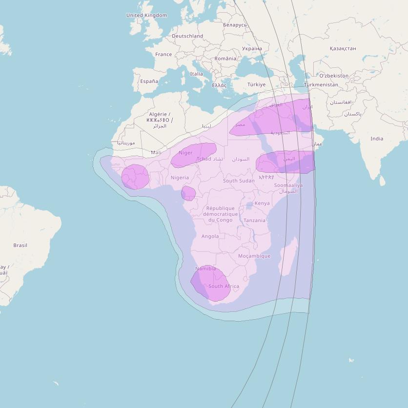 Intelsat 905 at 24° W downlink C-band South East Zone Beam coverage map