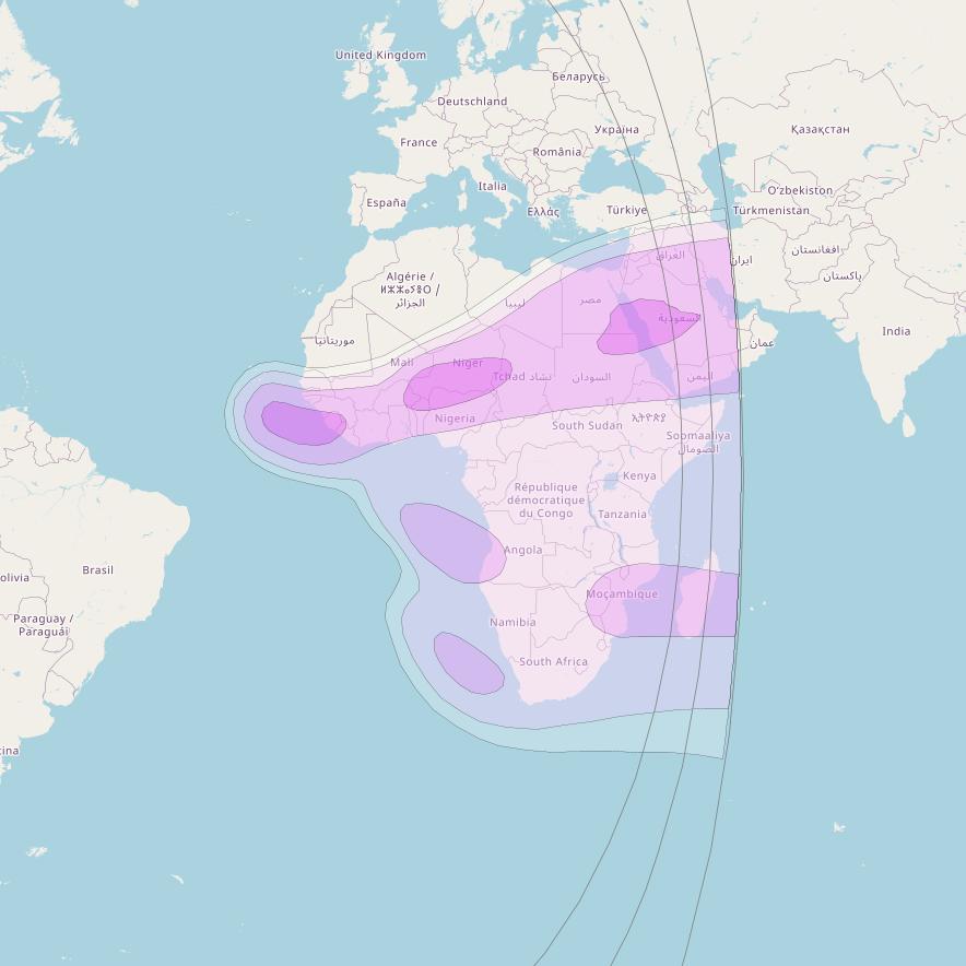 Intelsat 901 + MEV1 at 27° W downlink C-band South East Zone beam coverage map