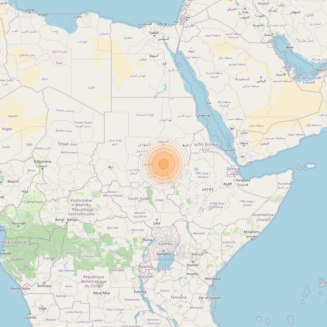 Arabsat 6A at 31° E downlink Ka-band Sudan Gateway beam coverage map