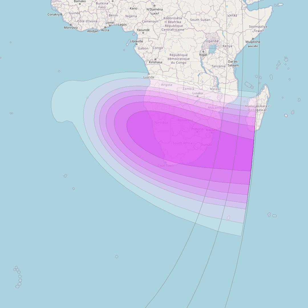 Intelsat 35e at 34° W downlink C-band C7 User Spot beam coverage map
