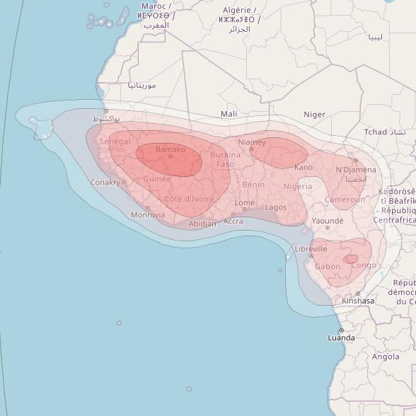 Nigcomsat 1R at 42° E downlink Ku-band ECOWAS 1 beam coverage map