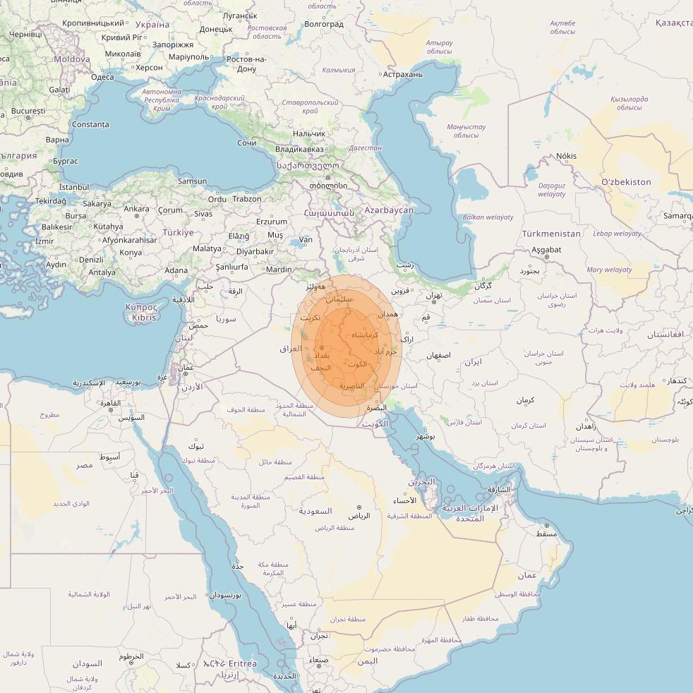 Al Yah 2 at 48° E downlink Ka-band Spot 07 User beam coverage map