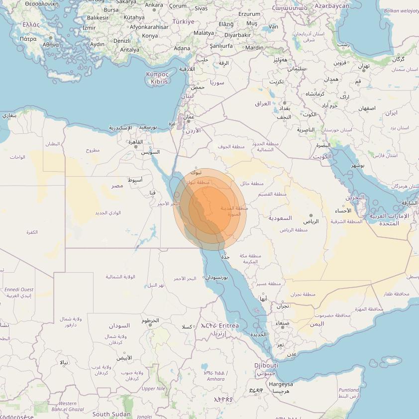 Al Yah 2 at 48° E downlink Ka-band Spot 24 User beam coverage map