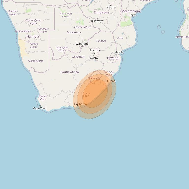 Al Yah 2 at 48° E downlink Ka-band Spot 56 User beam coverage map