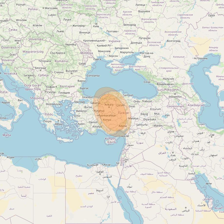 Turksat 4B at 50° E downlink Ka-band S02 User Spot beam coverage map