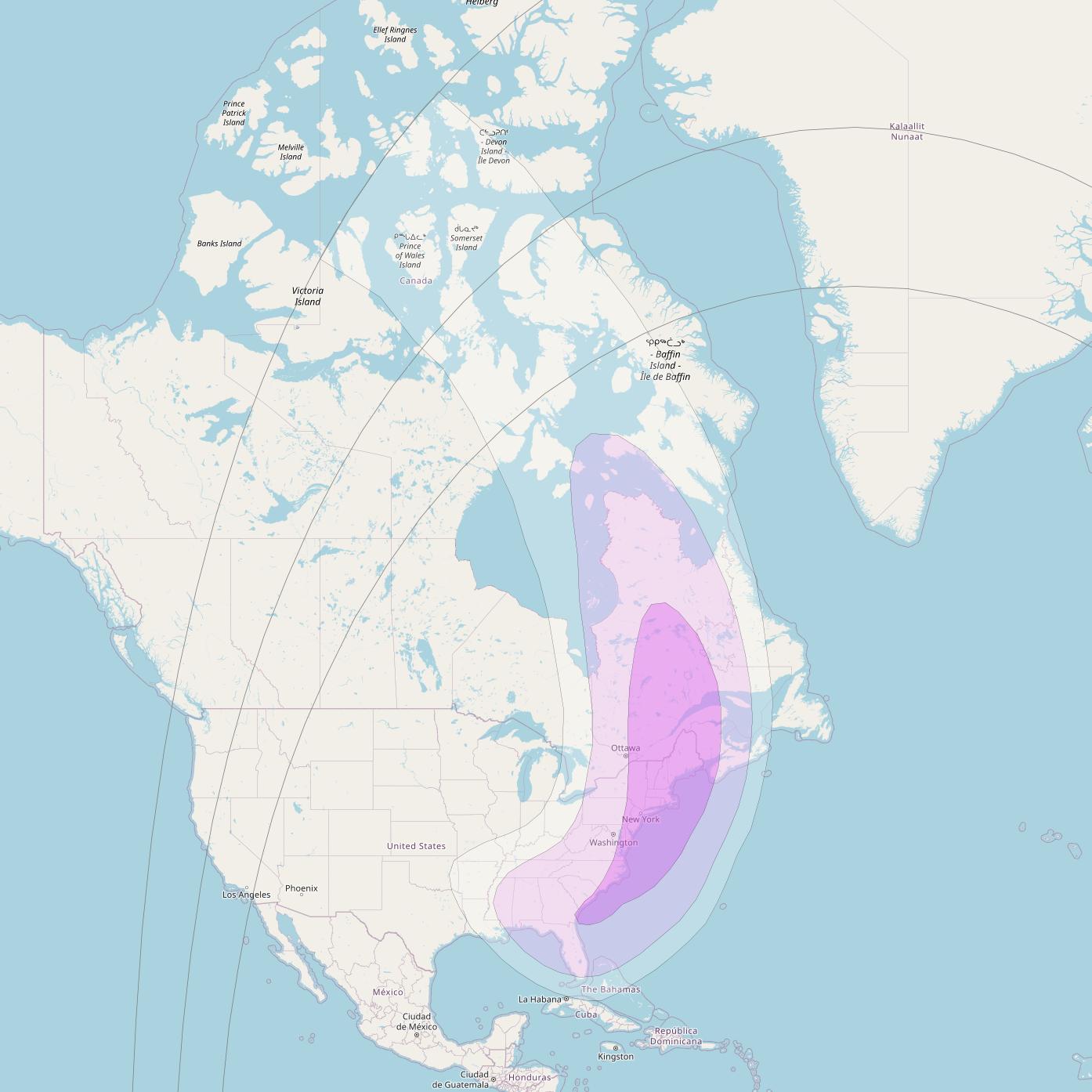 Intelsat 902 at 50° W downlink C-band North West Zone beam coverage map