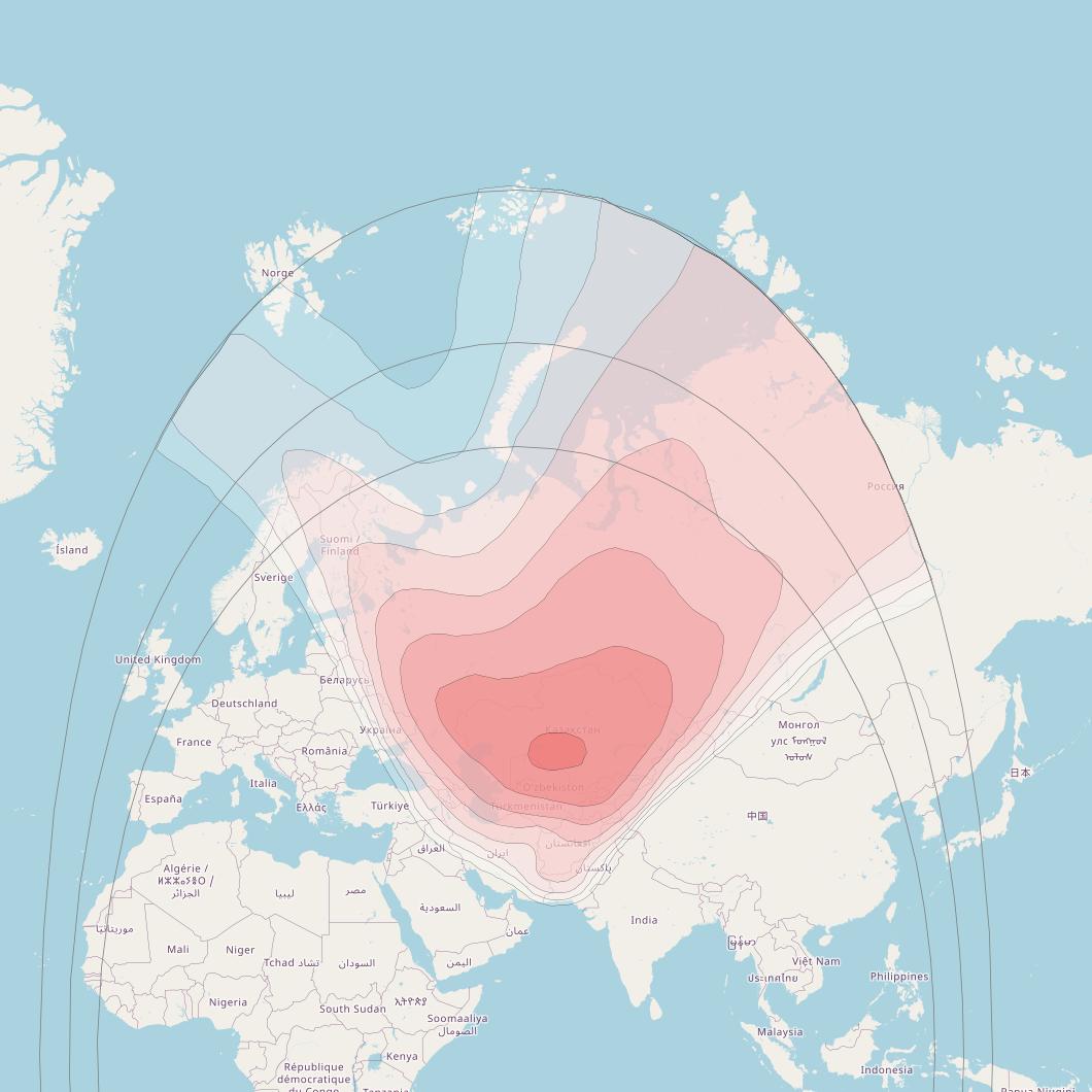 NSS 12 at 57° E downlink Ku-band Central Asia Beam coverage map