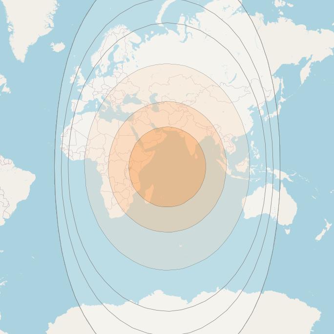 Intelsat 33e at 60° E downlink Ka-band Global beam coverage map