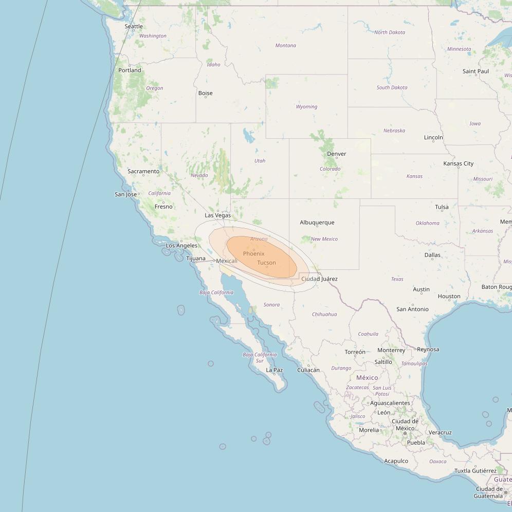 Amazonas 3 at 61° W downlink Ka-band Spot RT1D - Tucson GW2 return beam coverage map