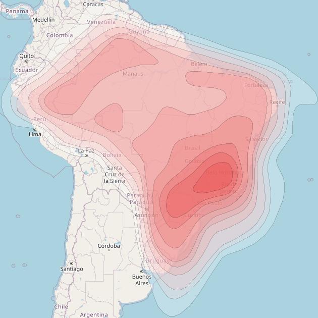 Amazonas 3 at 61° W downlink Ku-band Brazil beam coverage map