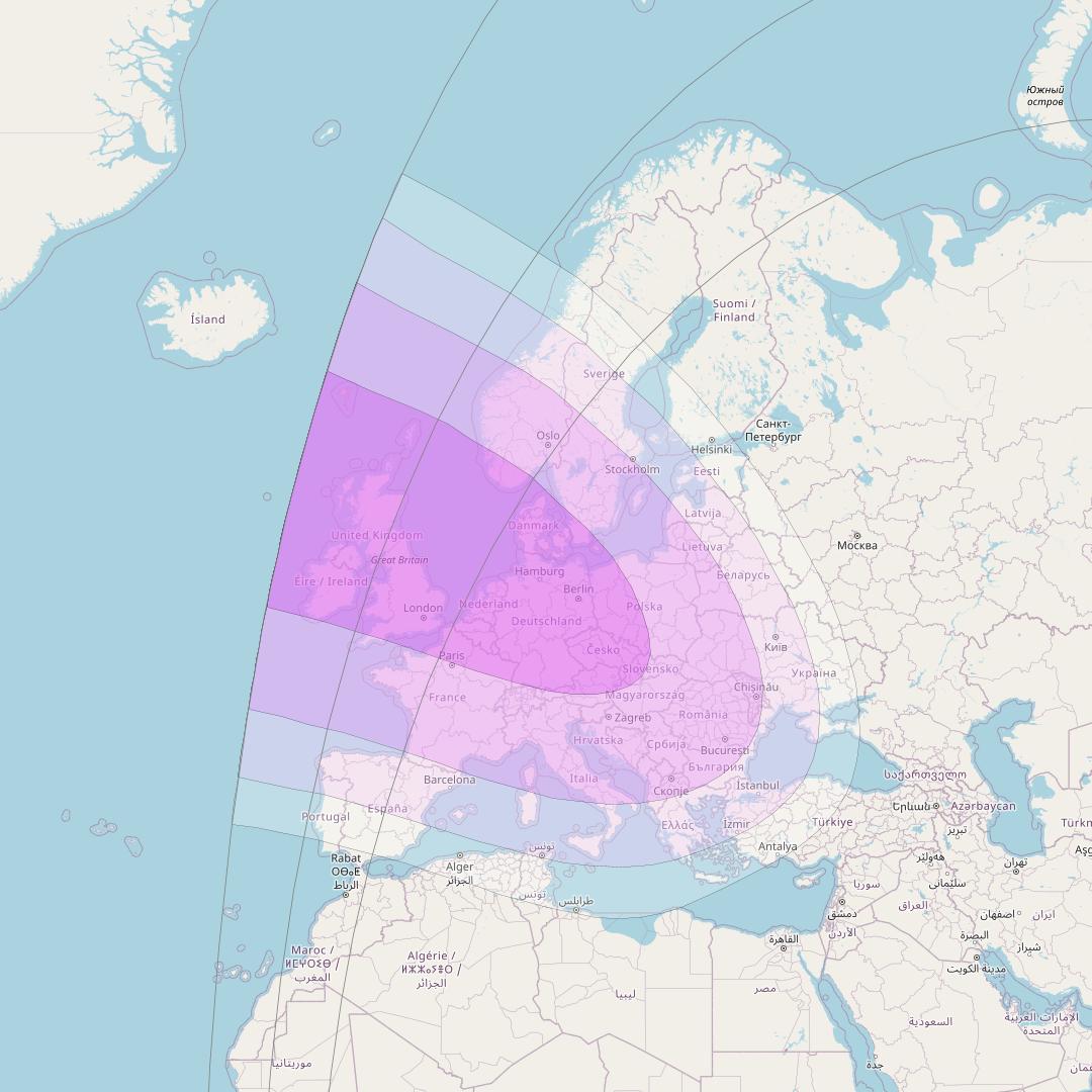 Intelsat 39 at 62° E downlink C-band Europe beam coverage map