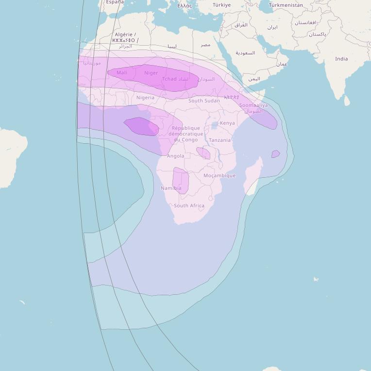 Intelsat 906 at 64° E downlink C-band Southwest Zone Beam coverage map