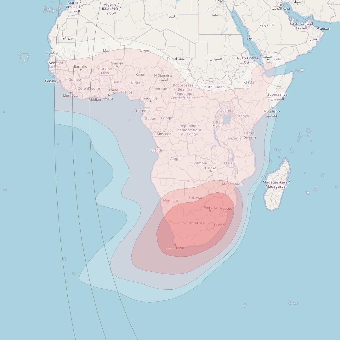 Intelsat 17 at 66° E downlink Ku-band Africa beam coverage map
