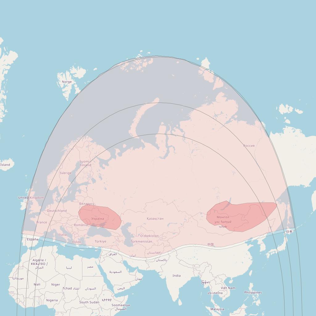 Intelsat 20 at 69° E downlink Ku-and Russia (RUKH) beam coverage map