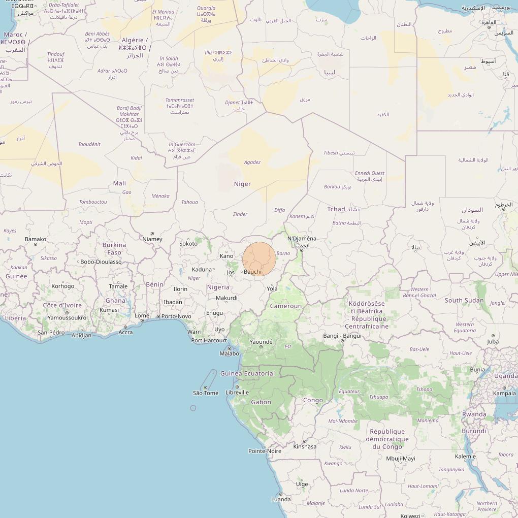 Eutelsat Konnect at 7° E downlink Ka-band AF09 User Spot beam coverage map