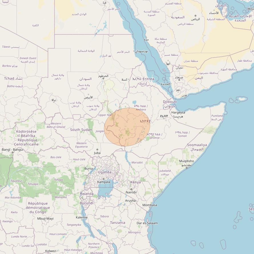 Eutelsat Konnect at 7° E downlink Ka-band AF20 User Spot beam coverage map