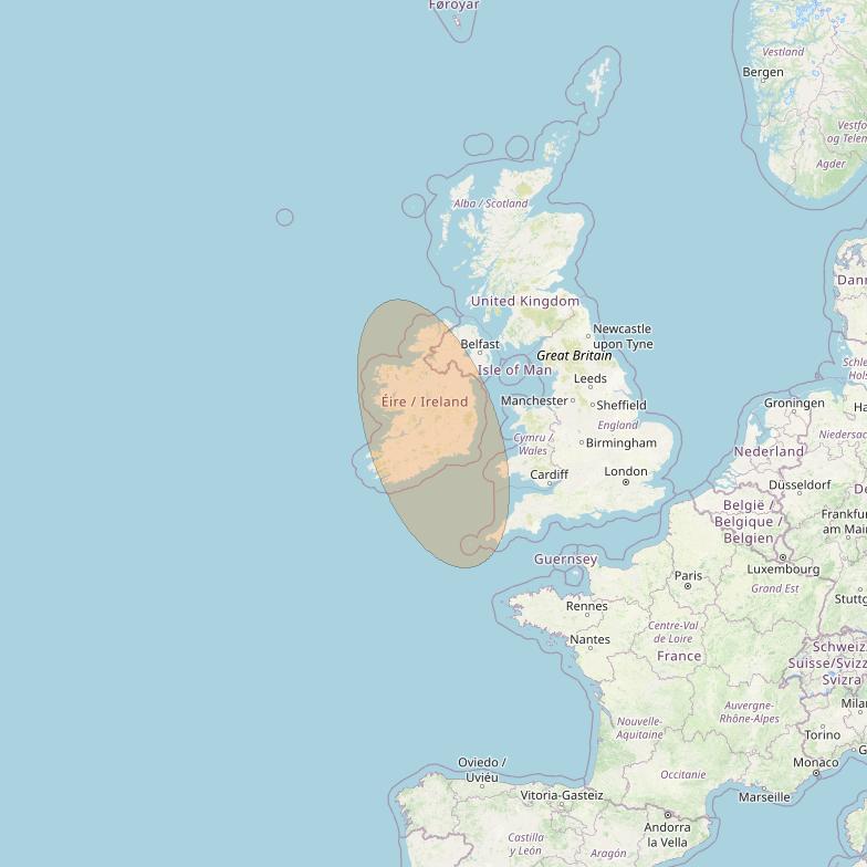 Eutelsat Konnect at 7° E downlink Ka-band EU02 User Spot beam coverage map